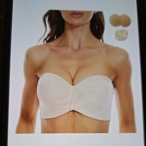 Vinnercoco Strapless Cream Bandeau Womens Bra 36D